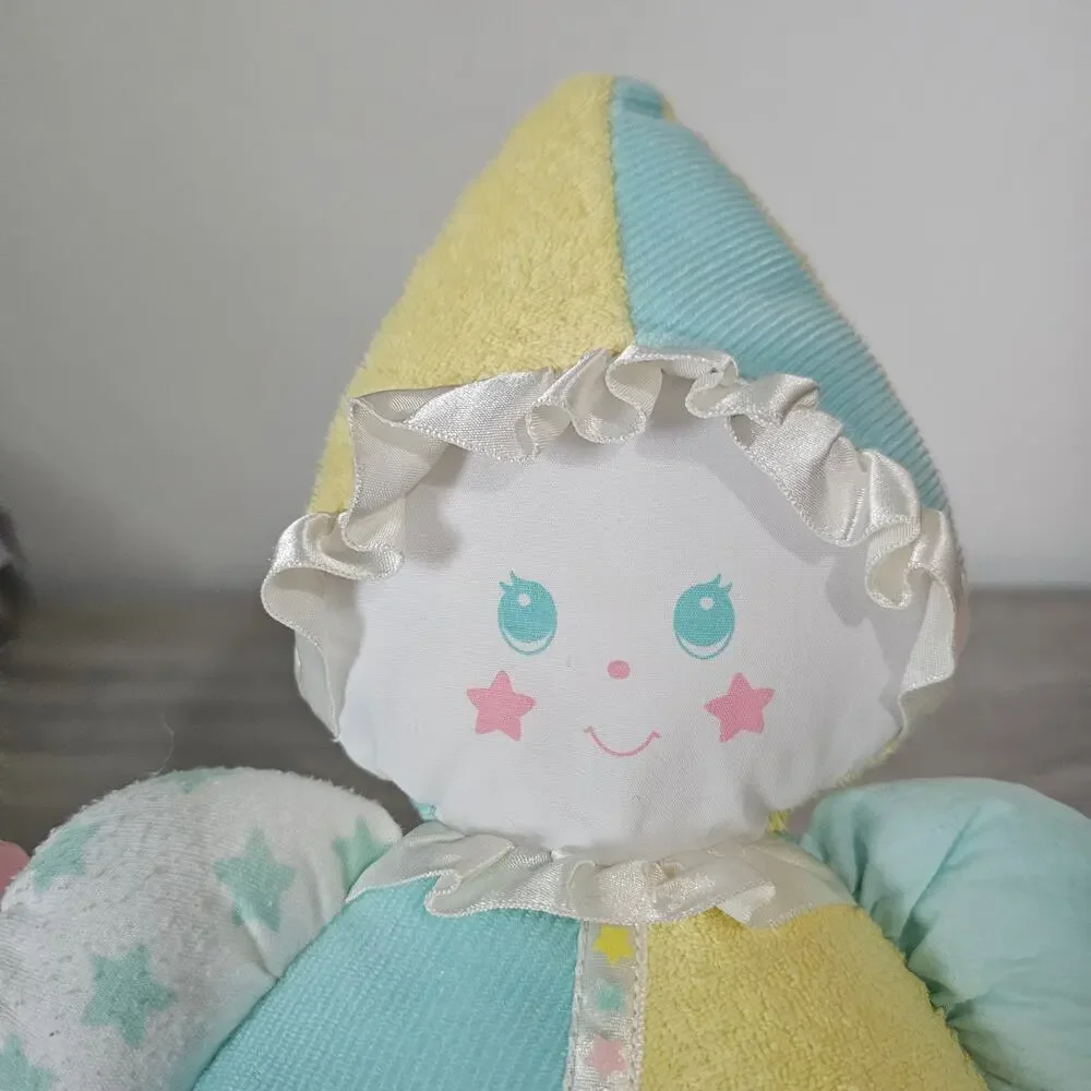 Vintage 1991 Playskool Clown Terry Cloth Plush Doll Baby Stuffed Toy Pastel